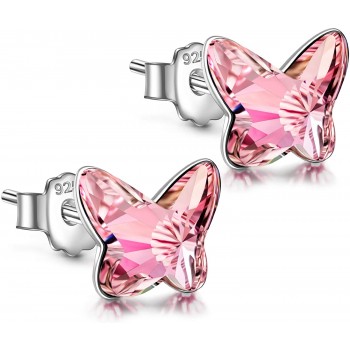 Angel Nina Pendientes de Cristal Para Mujer Pendientes de Plata Para Mujer Pendientes de Botón Para Niñas Pendientes