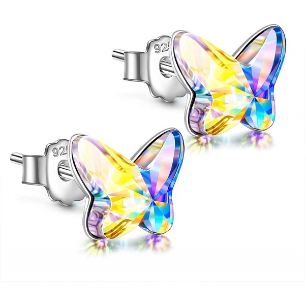 Angel Nina Pendientes de Cristal Para Mujer Pendientes de Plata Para Mujer Pendientes de Botón Para Niñas Pendientes