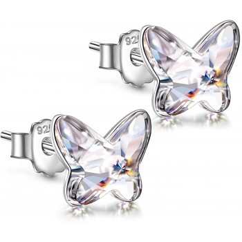 Angel Nina Pendientes de Cristal Para Mujer Pendientes de Plata Para Mujer Pendientes de Botón Para Niñas Pendientes