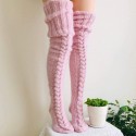 Calcetines altos de lana para mujer, calcetines de punto sobre la rodilla, calcetines largos hasta la rodilla, para mujer