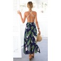 Blooming Jelly Vestidos Maxi Florales asimétricos del cordón del Halter de Las Mujeres para el Verano de Las Mujeres