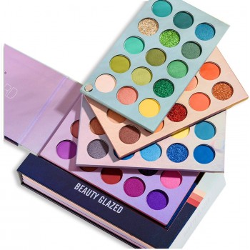 Kit de maquillaje esmaltado de belleza, sombra de ojos de 60 colores y pinceles de maquillaje de 5 piezas, paleta de maquillaje 