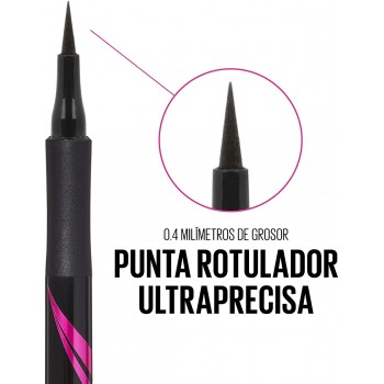 Maybelline New York Hyper precise all day, Eyeliner rotulador semipermante, waterproof, Negro - 700 Black