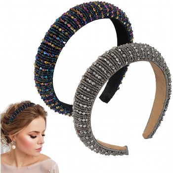 2 diademas de diamantes imitación cristal con cuentas anchas adornos de diamantes imitación el cabello fiestas bodas con purpu