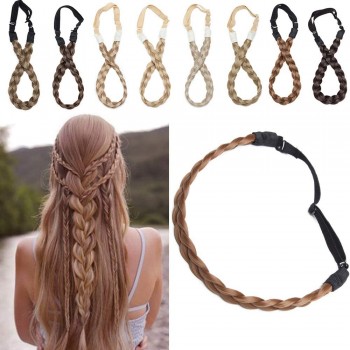 SEGO Diademas Trenzadas Elásticas Mujer Pelo Sintético Se Ve Natural [Castaño Claro] Extensiones de Cabello Accesorios Braid 