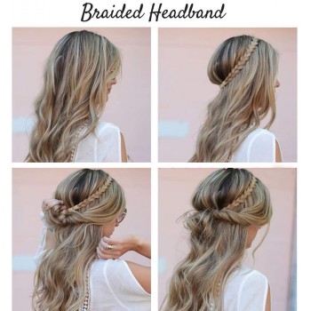 SEGO Diademas Trenzadas Elásticas Mujer Pelo Sintético Se Ve Natural [Castaño Claro] Extensiones de Cabello Accesorios Braid 