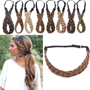 SEGO Diademas Trenzadas Elásticas Mujer Pelo Sintético Se Ve Natural [Castaño Claro] Extensiones de Cabello Accesorios Braid 