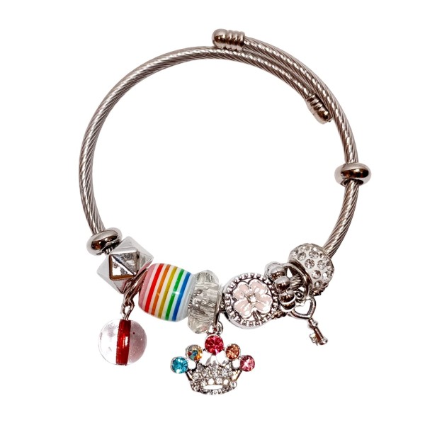 Pulsera acero inoxidable para mujer Charms abalorios