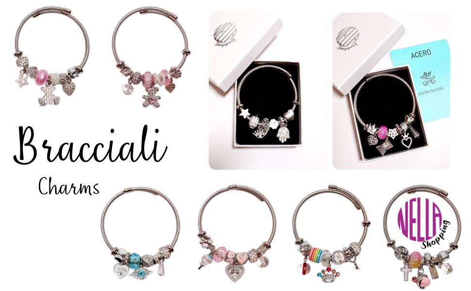 Collezione di bracciali con ciondoli in acciaio NellaShopping